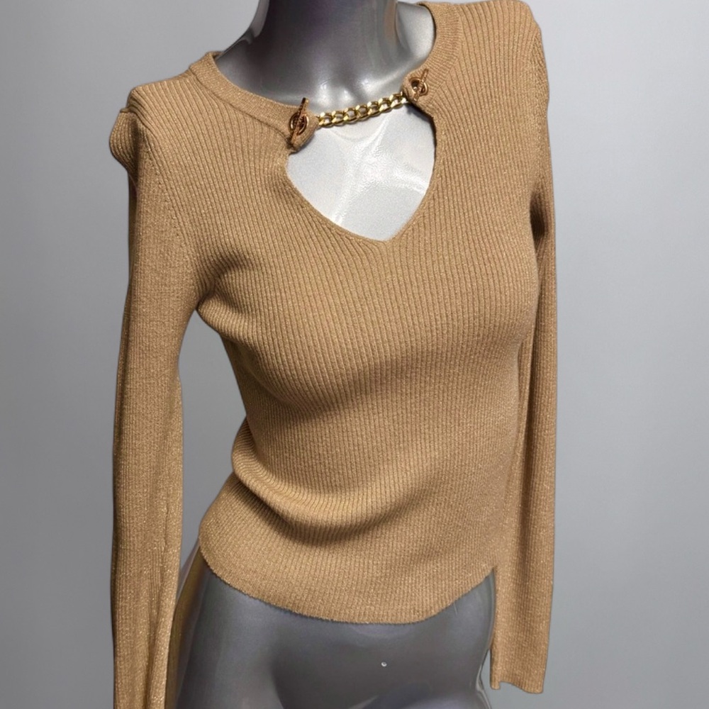 ❌SOLD❌ MK Gold Shimmer Sweater - Picture 1 of 3